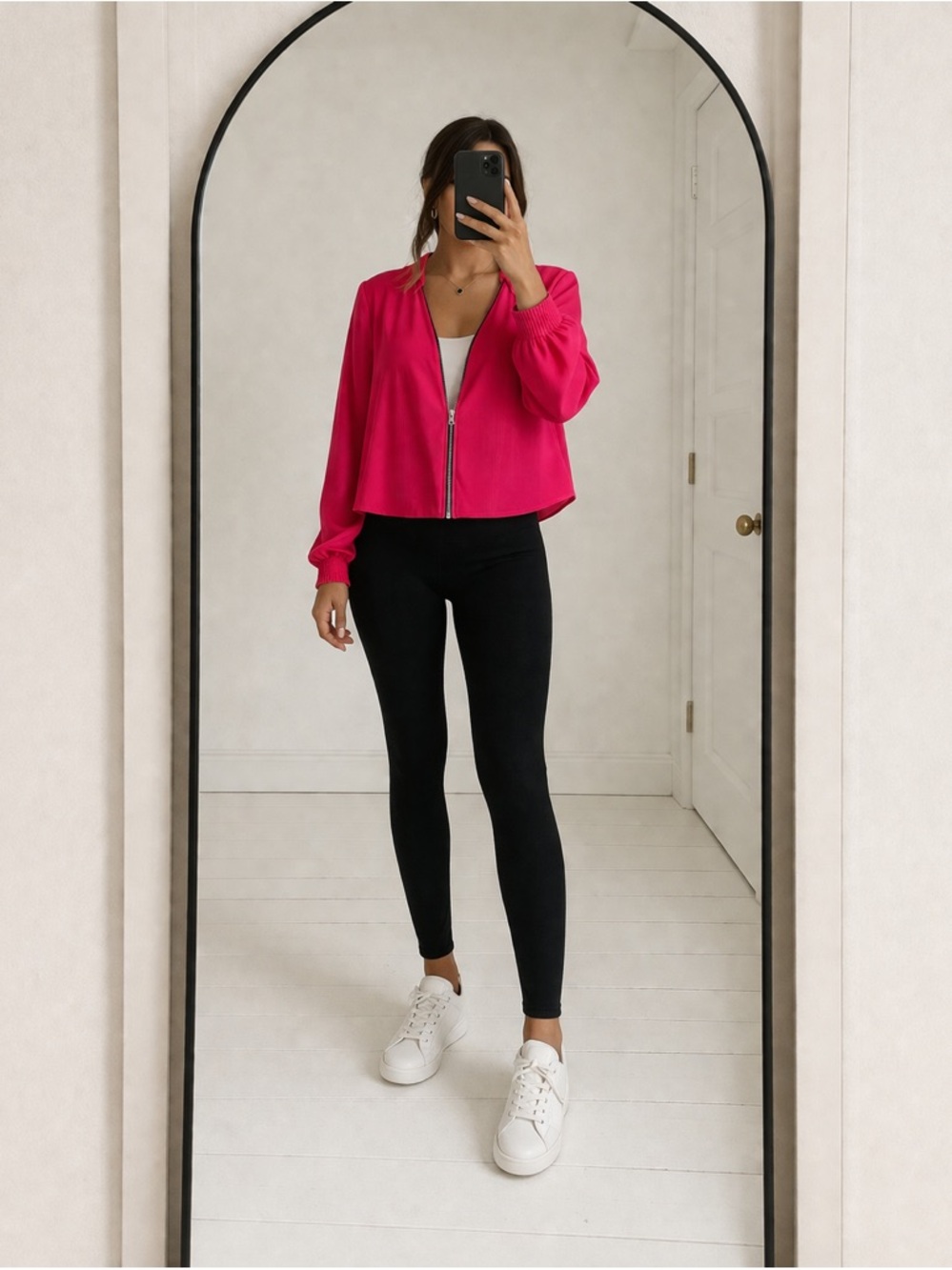 Rag & Bone Vanessa Hot Pink V-Neck All-Season Zip Front jacket